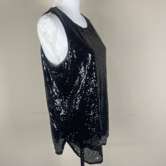 NWT Zeagoo Women Tank Top Sz Large Sequin Sheered Party Black - Picture 5 of 10